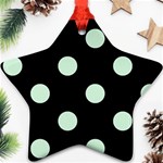 Polka Dots - Pastel Green on Black Star Ornament (Two Sides)