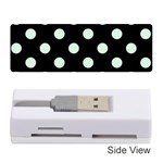 Polka Dots - Pastel Green on Black Memory Card Reader (Stick)