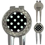 Polka Dots - Pastel Green on Black 3-in-1 Golf Divot