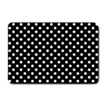Polka Dots - Pastel Green on Black Small Doormat