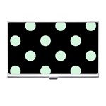 Polka Dots - Pastel Green on Black Business Card Holder
