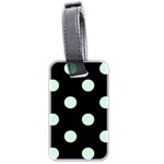 Polka Dots - Pastel Green on Black Luggage Tag (Two Sides)