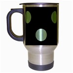 Polka Dots - Pastel Green on Black Travel Mug (Silver Gray)
