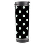 Polka Dots - Pastel Green on Black Travel Tumbler