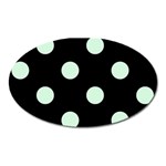 Polka Dots - Pastel Green on Black Magnet (Oval)