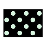 Polka Dots - Pastel Green on Black Sticker A4 (100 pack)