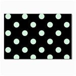 Polka Dots - Pastel Green on Black Postcard 4 x 6  (Pkg of 10)