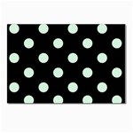Polka Dots - Pastel Green on Black Postcard 5  x 7 