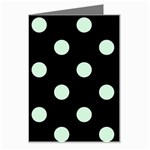 Polka Dots - Pastel Green on Black Greeting Card