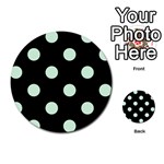 Polka Dots - Pastel Green on Black Multi-purpose Cards (Round)