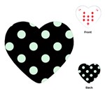 Polka Dots - Pastel Green on Black Playing Cards (Heart)