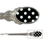 Polka Dots - Pastel Green on Black Letter Opener