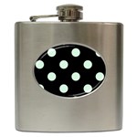 Polka Dots - Pastel Green on Black Hip Flask (6 oz)