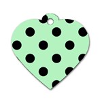 Polka Dots - Black on Mint Green Dog Tag Heart (Two Sides)