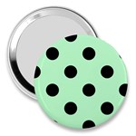 Polka Dots - Black on Mint Green 3  Handbag Mirror