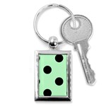 Polka Dots - Black on Mint Green Key Chain (Rectangle)
