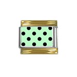 Polka Dots - Black on Mint Green Gold Trim Italian Charm (9mm)