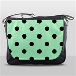 Polka Dots - Black on Mint Green Messenger Bag