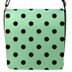 Polka Dots - Black on Mint Green Flap Closure Messenger Bag (S)