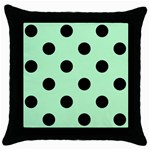 Polka Dots - Black on Mint Green Throw Pillow Case (Black)