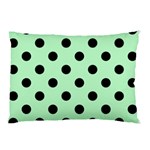 Polka Dots - Black on Mint Green Pillow Case (Two Sides)