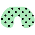 Polka Dots - Black on Mint Green Travel Neck Pillow