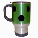 Polka Dots - Black on Mint Green Travel Mug (Silver Gray)