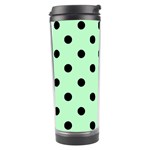 Polka Dots - Black on Mint Green Travel Tumbler