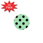 Polka Dots - Black on Mint Green 1  Mini Button (10 pack)