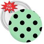 Polka Dots - Black on Mint Green 3  Button (100 pack)