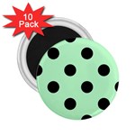 Polka Dots - Black on Mint Green 2.25  Magnet (10 pack)