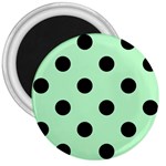 Polka Dots - Black on Mint Green 3  Magnet