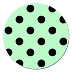 Polka Dots - Black on Mint Green Magnet 5  (Round)