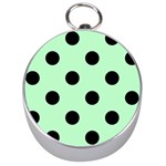 Polka Dots - Black on Mint Green Silver Compass