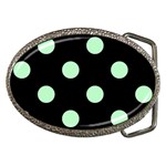 Polka Dots - Mint Green on Black Belt Buckle