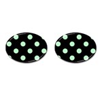 Polka Dots - Mint Green on Black Cufflinks (Oval)