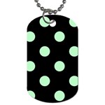 Polka Dots - Mint Green on Black Dog Tag (One Side)