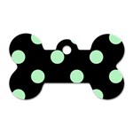 Polka Dots - Mint Green on Black Dog Tag Bone (One Side)