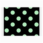 Polka Dots - Mint Green on Black Large Glasses Cloth (2 Sides)