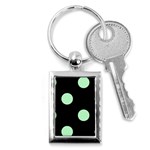 Polka Dots - Mint Green on Black Key Chain (Rectangle)