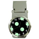 Polka Dots - Mint Green on Black Money Clip Watch