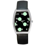 Polka Dots - Mint Green on Black Barrel Style Metal Watch