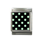 Polka Dots - Mint Green on Black Italian Charm (13mm)
