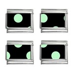Polka Dots - Mint Green on Black 9mm Italian Charm (4 pack)