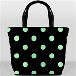 Polka Dots - Mint Green on Black Bucket Bag