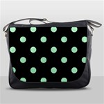 Polka Dots - Mint Green on Black Messenger Bag