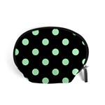 Polka Dots - Mint Green on Black Accessory Pouch (Small)