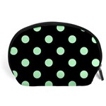 Polka Dots - Mint Green on Black Accessory Pouch (Large)