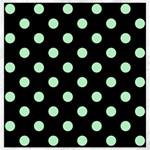 Polka Dots - Mint Green on Black Canvas 12  x 12 