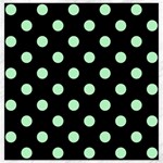 Polka Dots - Mint Green on Black Canvas 20  x 20 
